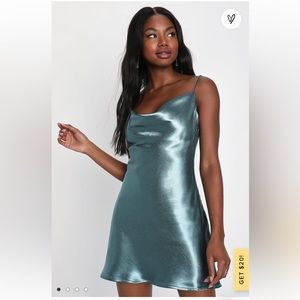 NWT lulus silk teal dress